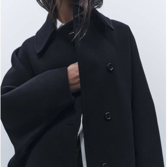 LAST ONE! MANTECO OVERSIZED CROPPED WOOL COAT - Picture 9 of 13